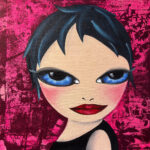 Ein stolz schauendes Augenmädchen - Öl auf Leinwand mit blau schwarzem Haar